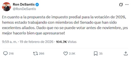 DeSantis asegura que ha hablado con varios aliados del senado para la aprobación de la normativa