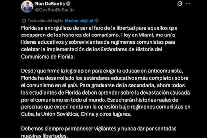 DeSantis presentó al estado como un “faro de libertad” para quienes escaparon de regímenes comunistas