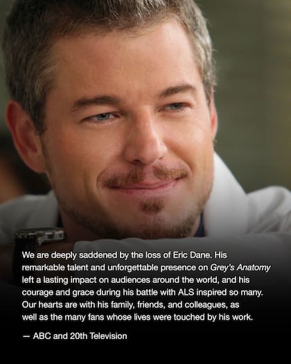 Desde ABC y 20th Television despidieron a Eric Dane (Foto: Instagram @greysabc)