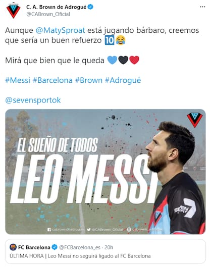 Desde Brown de Adrogué quisieron invitar a Messi sin molestar al 10 titular.