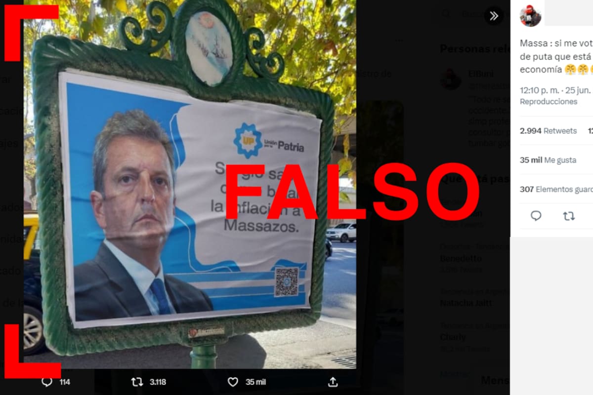 Desde el área de Prensa de Sergio Massa confirmaron a Reverso que el cartel es falso