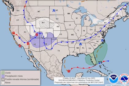 Desde el Día de Acción de Gracias y durante el fin de semana se esperan nevadas en algunas regiones, mientras el sureste tendrá lluvias