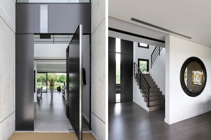 Desde la entrada, una vista despejada permite contemplar la casa en toda su extensión hasta el jardín: esa sensación de amplitud es el leitmotiv del proyecto.