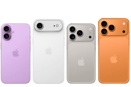 Desde la izquierda: el iPhone 17, el iPhone 17 Air, el iPhone 17 Pro y el iPhone 17 Pro Max