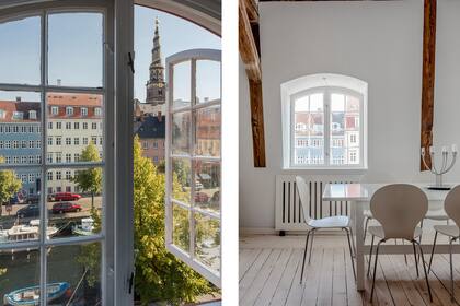 Desde la ventana, hermosa vista a la iglesia de San Salvador (Vor Frelsers Kirke), una de las joyas arquitectónicas de Copenhague.