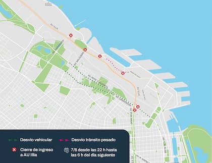 Desde las 22 y hasta las 6 del sábado, permanecerán cerradas la autopista Illia en sentido al norte y un tramo de la avenida Cantilo debido al avance de las obras del Paso Bajo Nivel y Anillo Peatonal Pampa