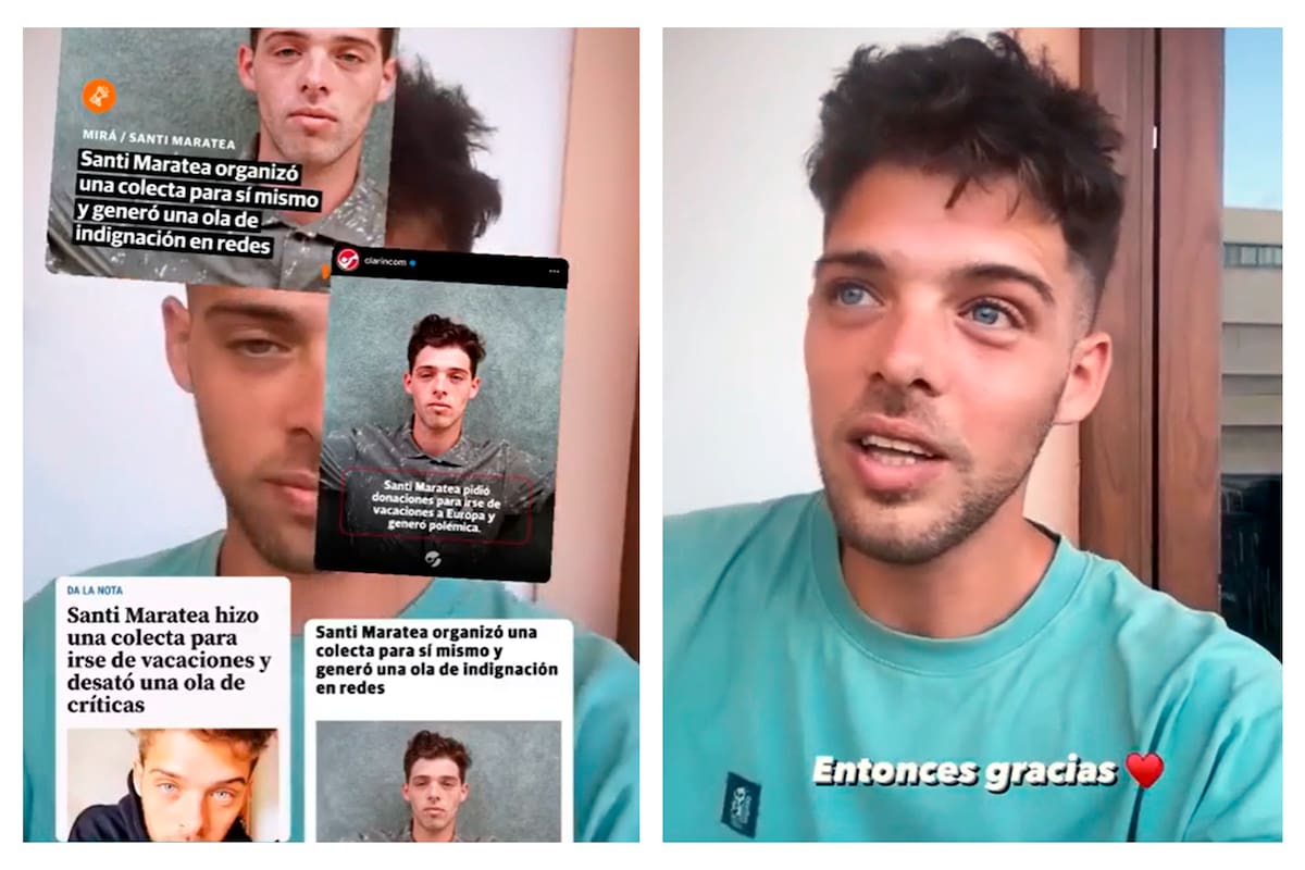 Desde su cuenta de Instagram, Santi Maratea se refirió a la repercusión que tuvo en los medios su viaje a España tras el pedido de donaciones
