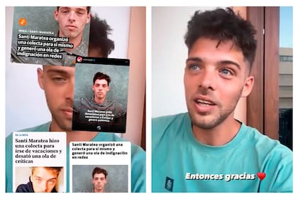 Desde su cuenta de Instagram, Santi Maratea se refirió a la repercusión que tuvo en los medios su viaje a España tras el pedido de donaciones