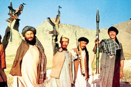Milicianos talibanes durante su primer gobierno en Afganistán (1996-2001)
