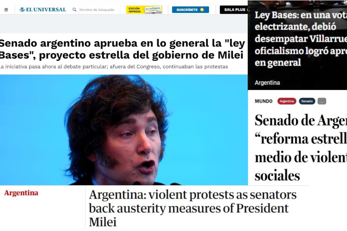 “Desguace del Estado”: la fuerte reacción de la prensa internacional tras la aprobación de la Ley Bases