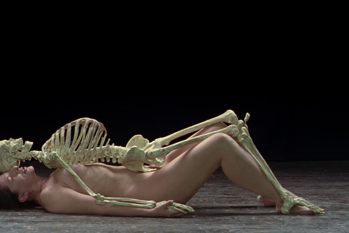 Desnudo con esqueleto, una de las performances que puede hasta el 24 de este mes en el festival Santiago a Mil