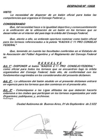 Despacho sobre la utilización del balón Kagiva
