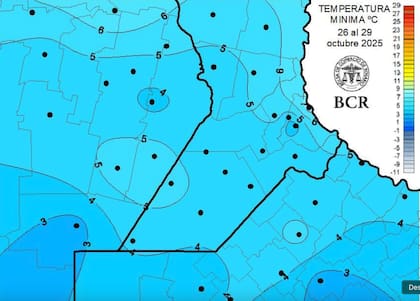 Detallaron que las alarmas se encendieron ante la entrada de “una circulación sur intensa y persistente”, con bajas temperaturas mínimas que se registraron “los días martes 28 y miércoles 29 de octubre, especialmente el día 29”