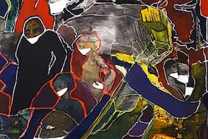 Detalle de A cara tapada, una de las obras realizadas por Luis Felipe Noé durante la cuarentena