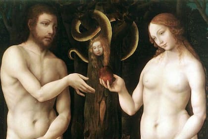 Detalle de "Adán y Eva" ("La tentación de Adán"), obra creada por el enigmático artista Maestro de Lucrecia, en ~1520