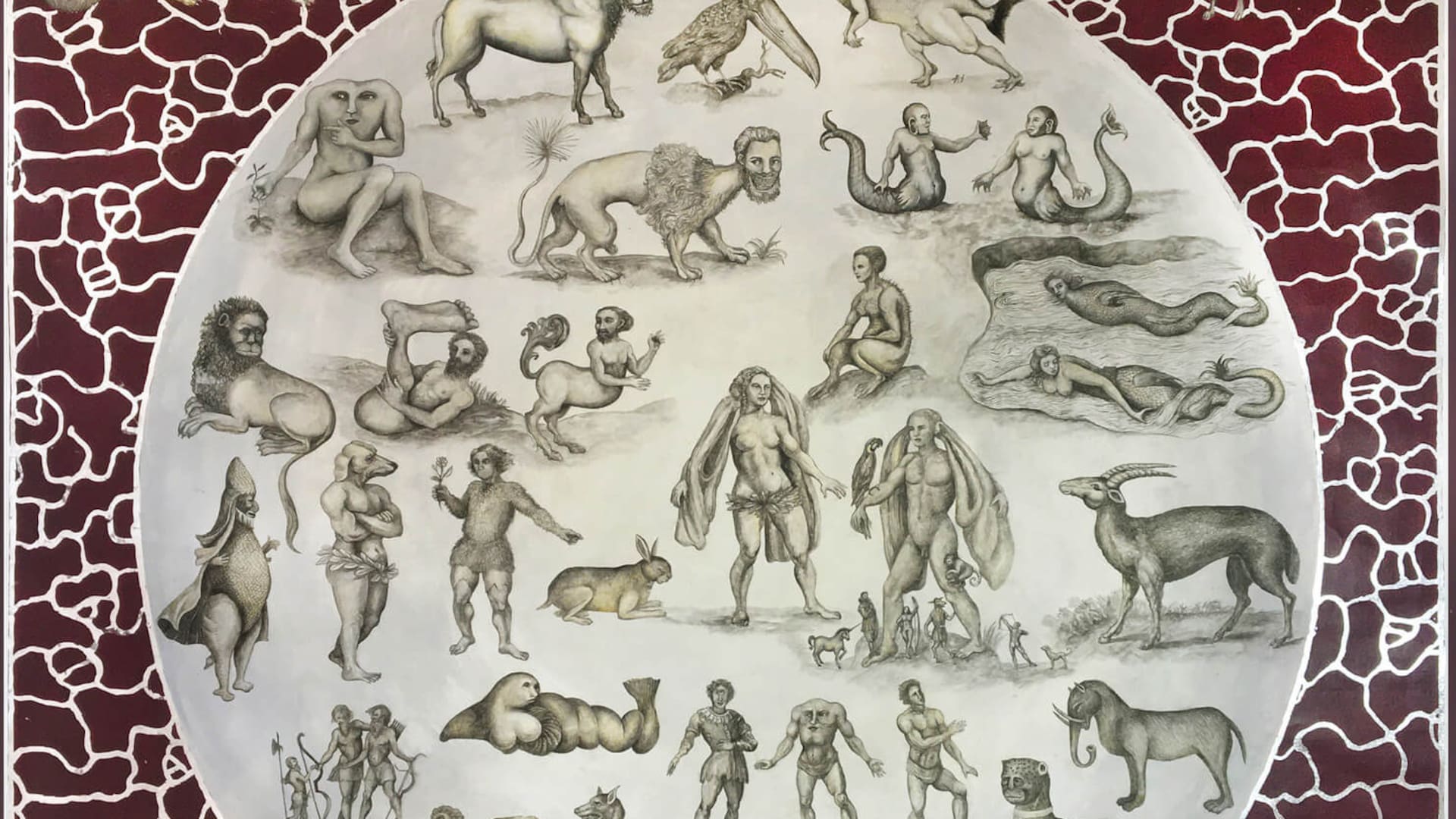 Detalle de Bestiario de Indias I, de Adriana Bustos, exhibida por Nora Fisch en Pinta Miami