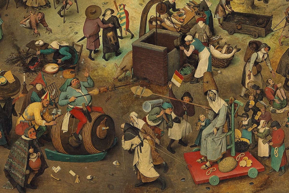Detalle de El combate entre don Carnaval y doña Cuaresma, de Pieter Brueghel el Viejo (1559)