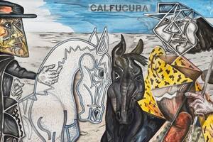 Detalle de El pacto Bibolini-Calfucurá (1994), obra de Luis Benedit que ilustra la tapa del libro Benedit a contrapelo