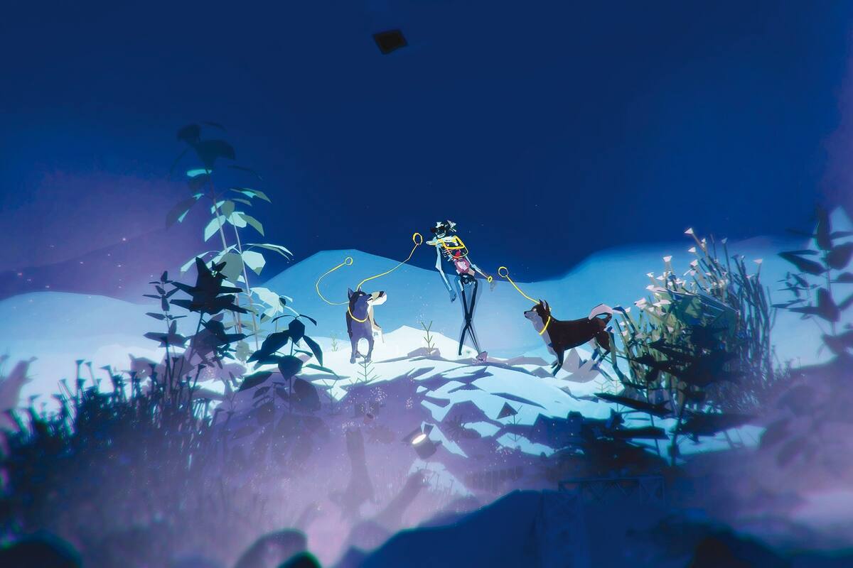 Detalle de Emisarios, trilogía de Ian Cheng