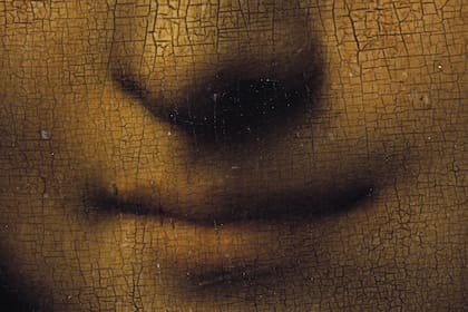 Detalle de la sonrisa de la Gioconda de Leonardo Da Vinci