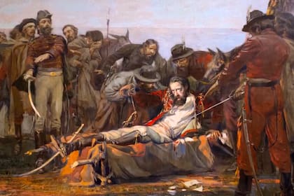 Detalle de "La muerte de Güemes", pintado por Antonio Alice en 1910