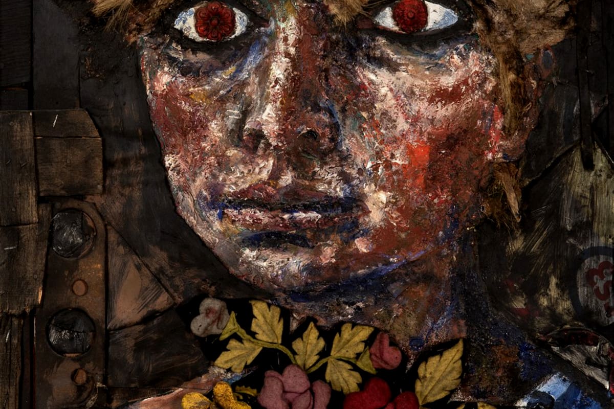 Detalle de la obra "Chiquilín de Bachín", Antonio Berni, óleo sobre collage, 1964