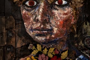 Detalle de la obra "Chiquilín de Bachín", Antonio Berni, óleo sobre collage, 1964