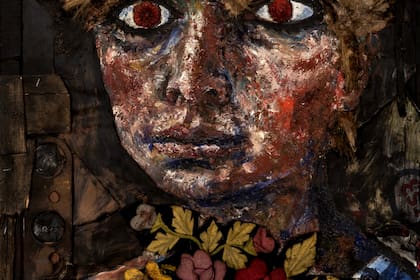 Detalle de la obra "Chiquilín de Bachín", Antonio Berni, óleo sobre collage, 1964