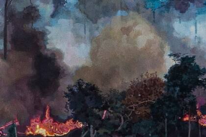 Detalle de la obra "Incendios" de Romina Orazi