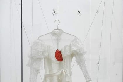 Detalle de la obra Sí, quería, del artista Joaquín Sánchez, que forma parte de una exposición en Malba sobre arte textil de Paraguay