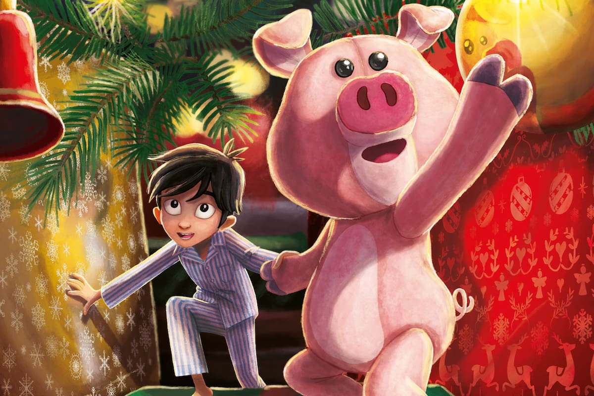 Detalle de la portada de "El cerdito de Navidad", de J. K. Rowling