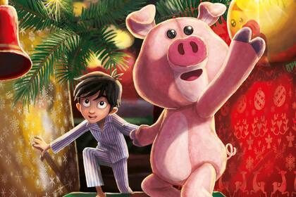 Detalle de la portada de "El cerdito de Navidad", de J. K. Rowling