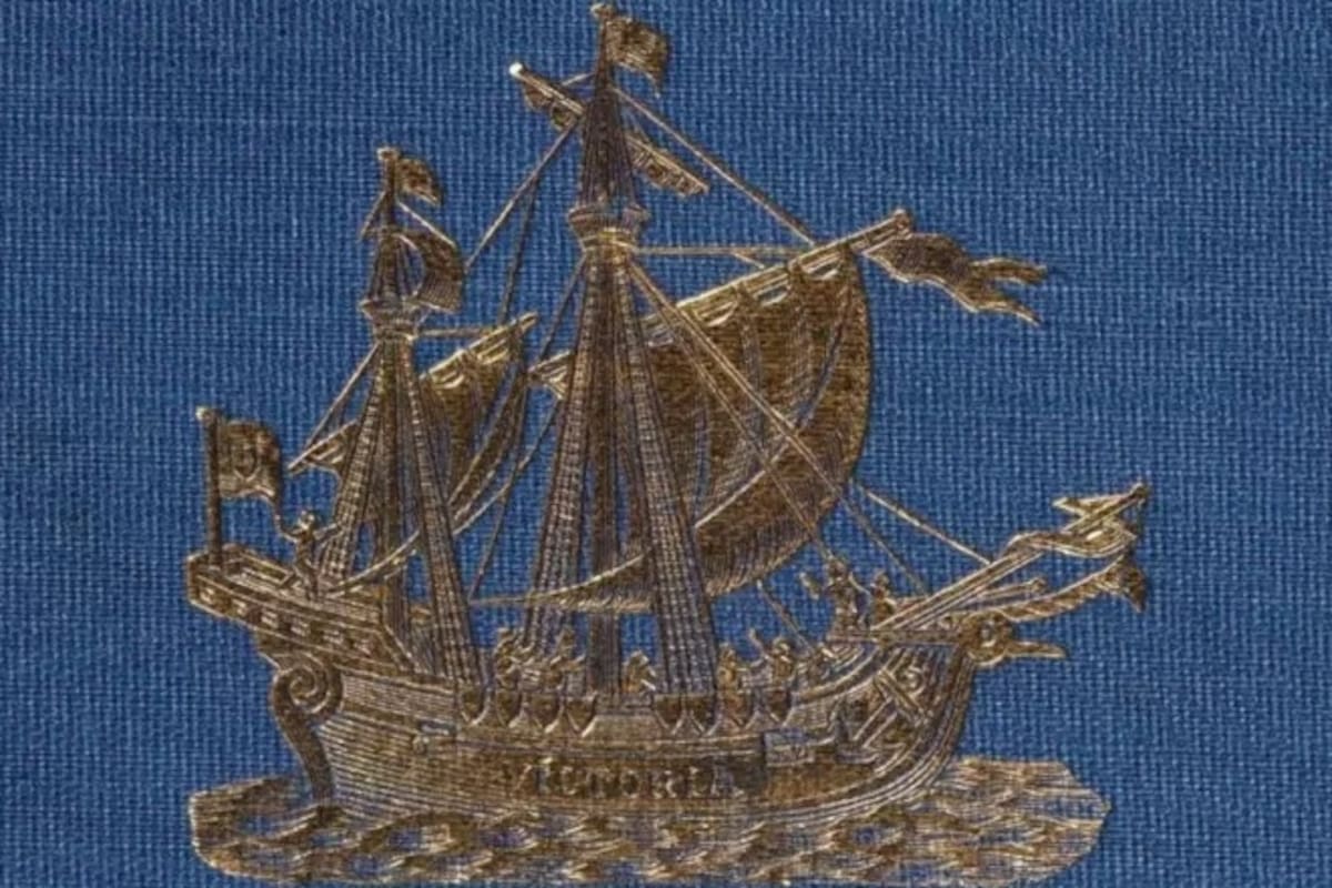 Detalle de la portada de "Los viajes de Pedro Fernández de Quirós", 1595-1606, de Sir Clements Markham