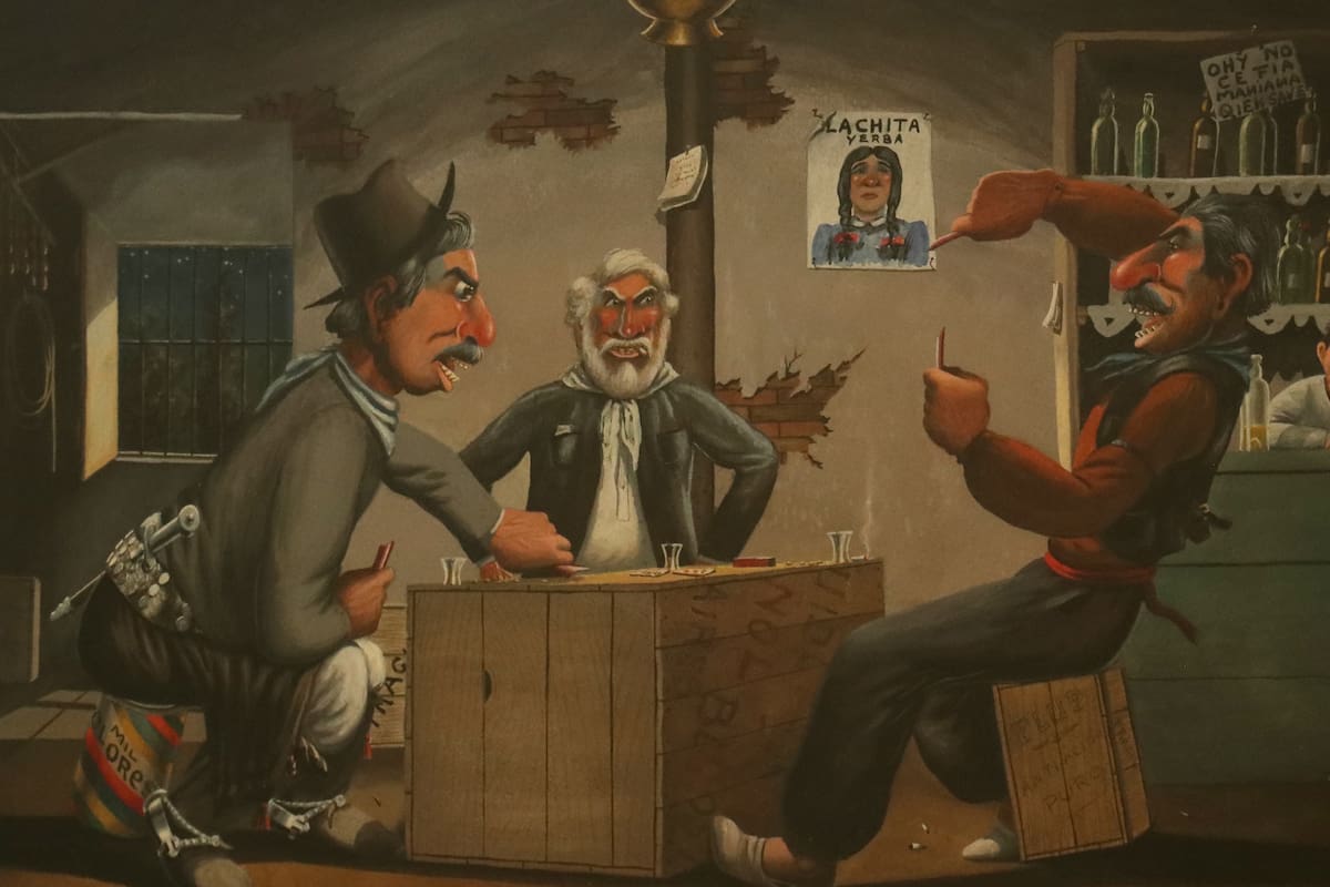 Detalle de la témpera “El truco”