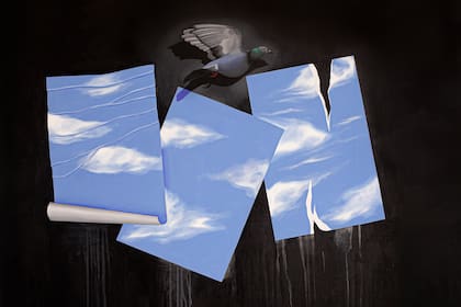 Detalle de "Paloma" (2025), pintura de Alfredo Dufour ya vendida por la galería Constitución