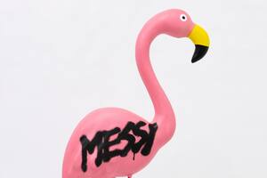 Detalle de "Pink Flamingo" (2024), obra de Alfredo Dufour que será ofrecida por la galería Constitución en la feria Untitled