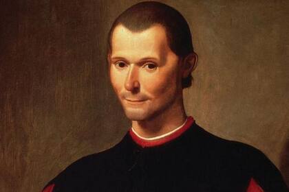 Detalle de retrato póstumo de Nicolás Maquiavelo por Santi di Tito