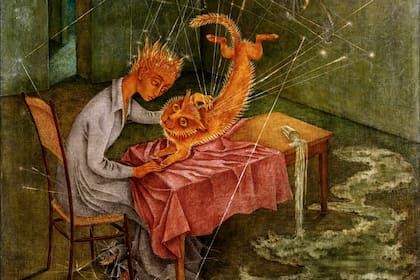 "Detalle de Simpatía (La rabia del gato)", de Remedios Varo, otra de las obras cedidas por Costantini, se exhibió en la retrospectiva de la artista en el Malba