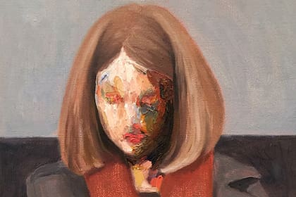 Detalle de "The subway reader”, pintura al óleo de Guim Tio, fechada en 2016