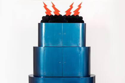 Detalle de un mueble realizado en 1969 por Edgardo Giménez y exhibido en la muestra "Bombonera"