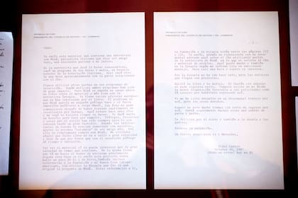 Detalle de una carta escrita por Fidel Castro