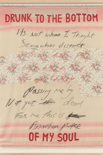 Detalle de una obra de Tracey Emin, Borracha hasta el fondo de mi alma (2002)