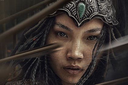 Detalle del afiche de la película "Khutulun, la princesa guerrera" (2021), coproducida por Shuuder Productions y Voo Broadcasting