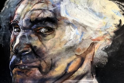Detalle del autorretrato de Carlos Alonso exhibido en el Museo de Arte Contemporáneo de Unquillo, en Córdoba