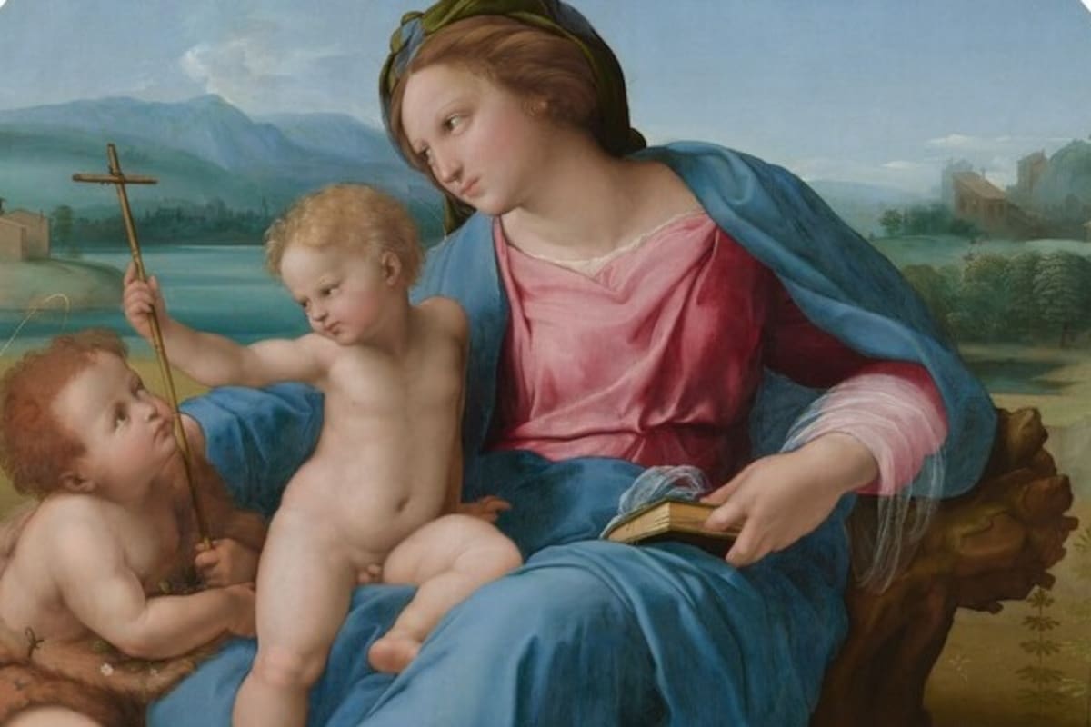 Detalle del célebre tondo "La virgen de Alba"