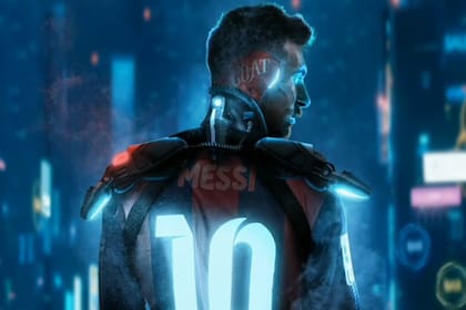 Detalle del dibujo de @bosslogic que con @ethernity, plataforma de NFT, lanzan las piezas digitales de Messi