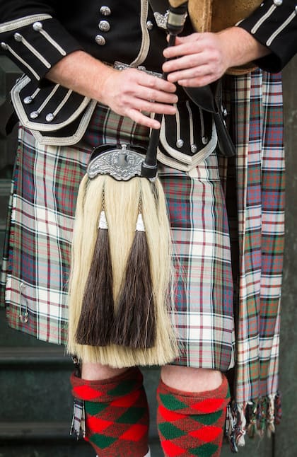 Detalle del kilt y sus accesorios.