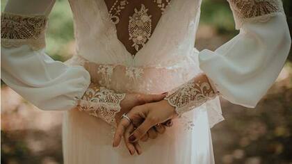 Detalle del vestido de novia de Estefanía