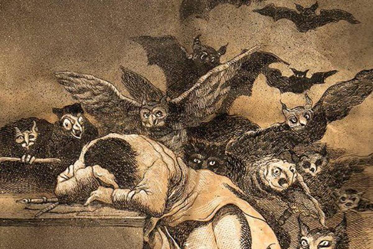 Detalle: "El sueño de la razón produce monstruos" de Goya