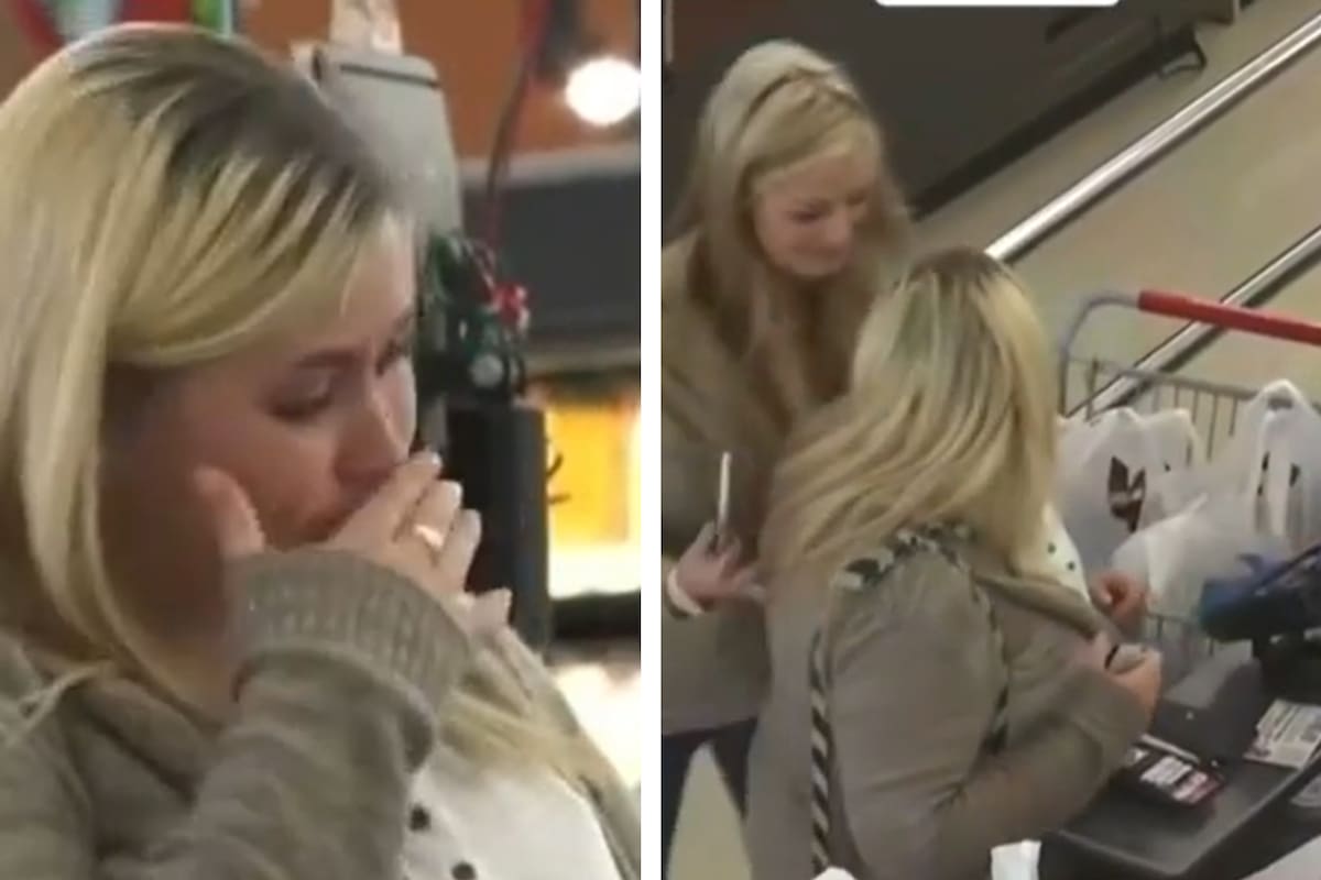 Detrás de ella apareció su "ángel de la guarda" y pagó su cuenta del supermercado